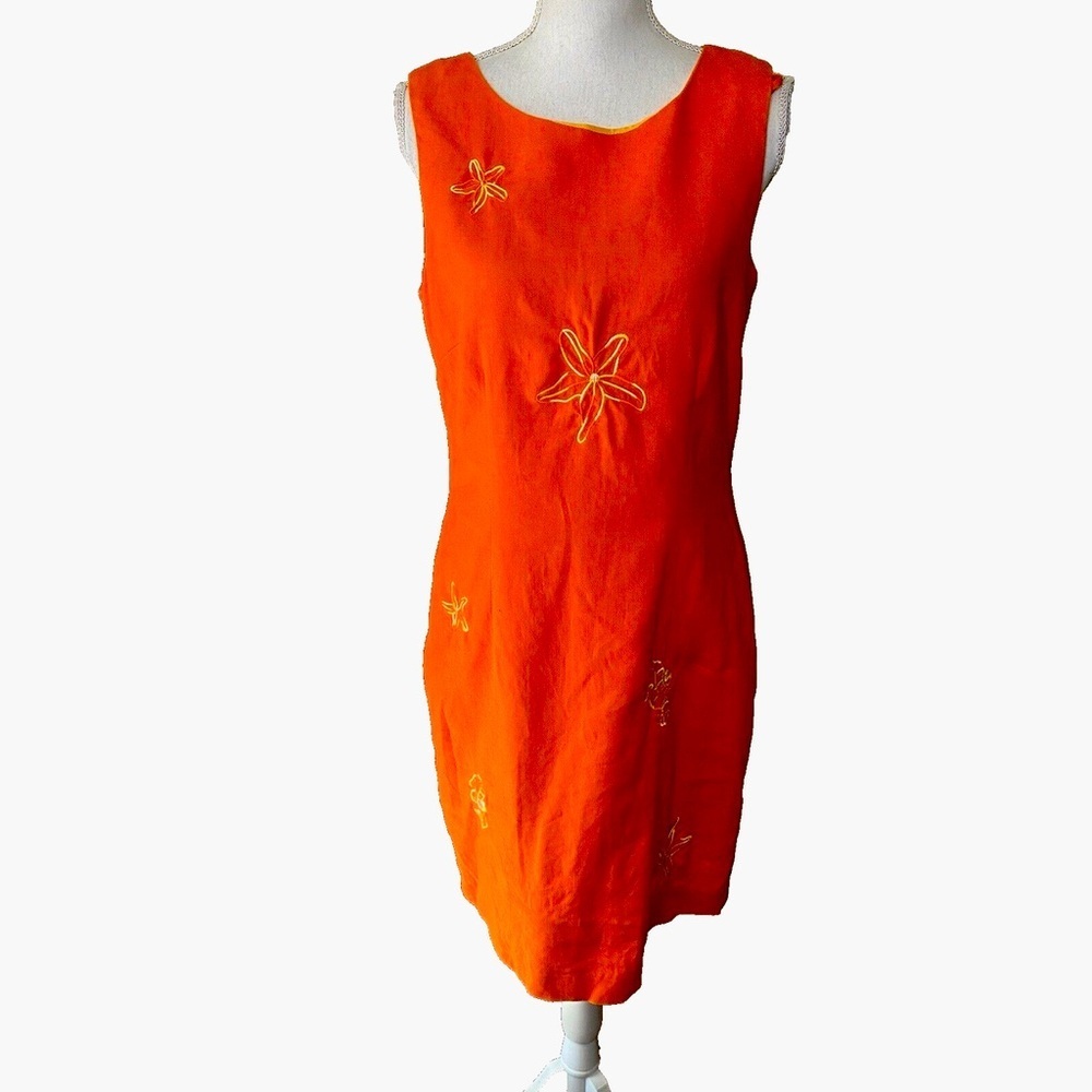 Linen John Roberts  Embroidered Mini Dress